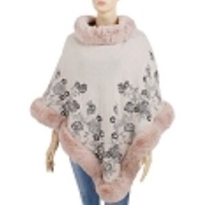Elegant Tan and Black Women's Sweater Poncho